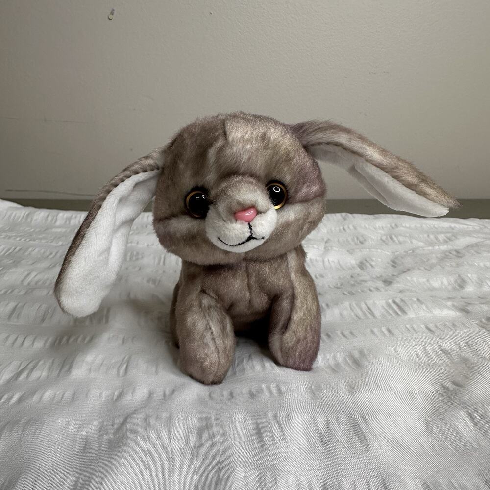 Russ Petooties Pets Plush Bunny Hopper Easter Gray Rabbit 5” Stuffed Animals